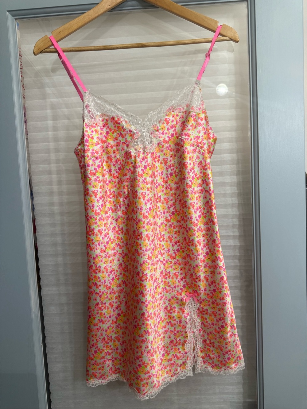 Victoria's Secret Pink Multi Floral Lace-Trim Slip